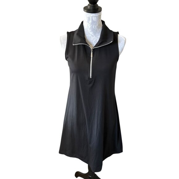 Lulu-B Womens Athletic Dress Collared Black Stretchy UPF 50+ Small - Picture 1 of 5